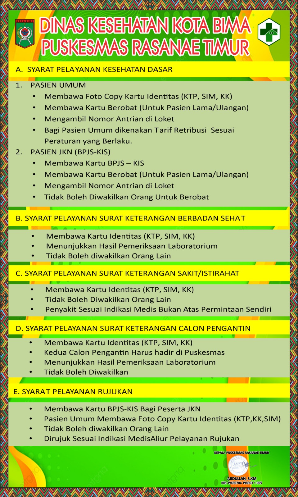 PERSYARATAN PELAYANAN